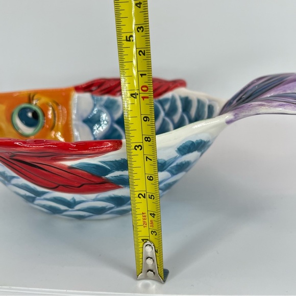 Hand Painted Vissen 3D Fish Ceramic Bowl Dish, Whimsical 10x7.5x3 Retired Design - Picture 9 of 10